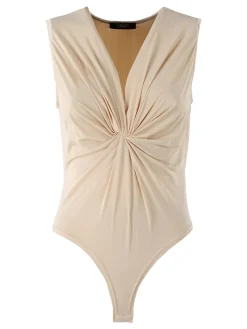 Solada Body donna smanicato con scollo a V - beige