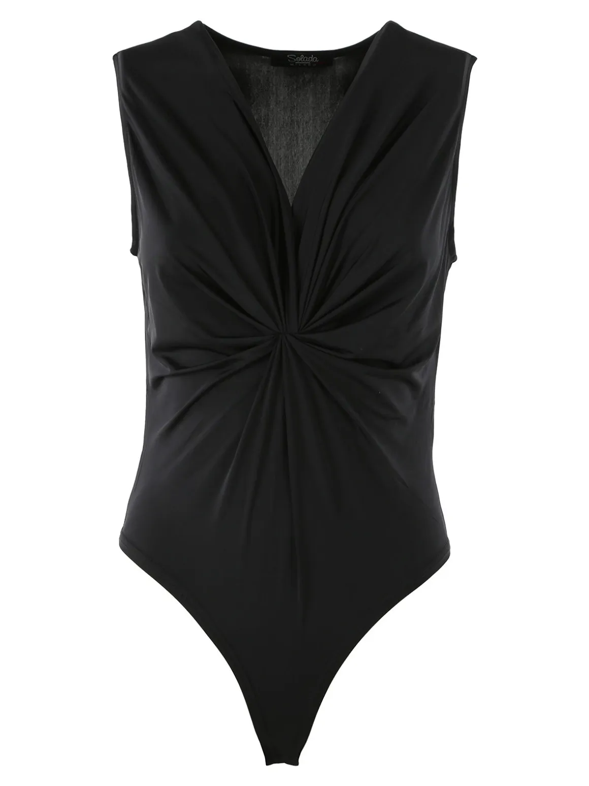 Solada Body donna smanicato con scollo a V - nero