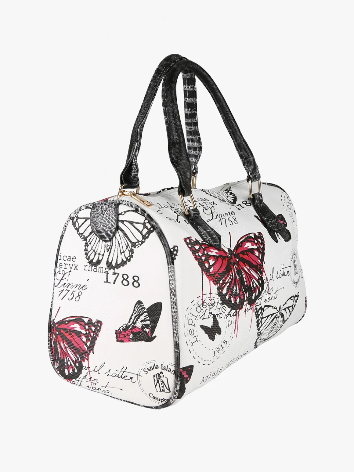 Solada Borsa bauletto da donna con stampa farfalle - nero