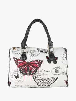 Solada Borsa bauletto da donna con stampa farfalle - nero