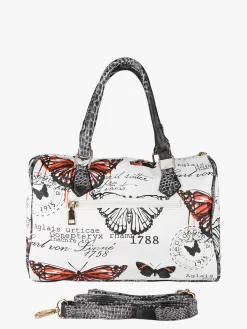 Solada Borsa bauletto da donna con stampa farfalle - arancione