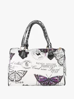 Solada Borsa bauletto da donna con stampa farfalle - viola