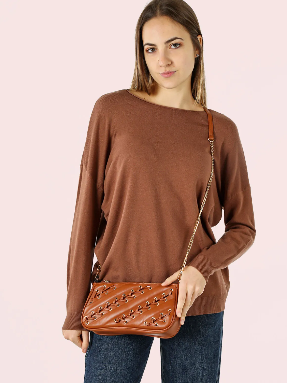 Solada Borsa donna con intrecci - marrone