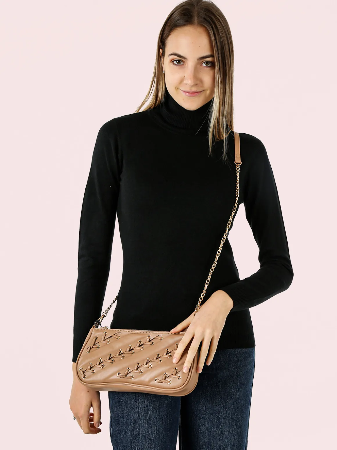 Solada Borsa donna con intrecci - cammello