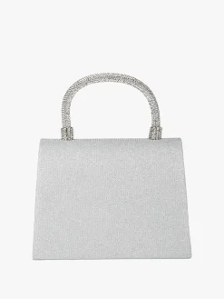 Solada Borsa donna elegante con lurex brillanti e manico con strass - argento