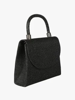 Solada Borsa donna elegante con lurex brillanti e manico con strass - nero