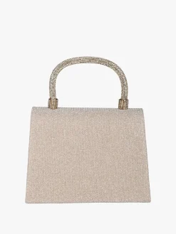 Solada Borsa donna elegante con lurex brillanti e manico con strass - champagne