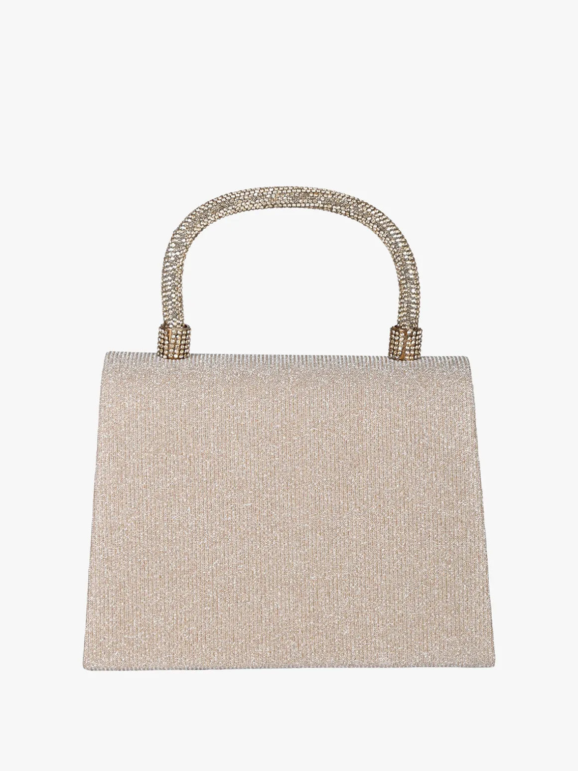 Solada Borsa donna elegante con lurex brillanti e manico con strass - champagne