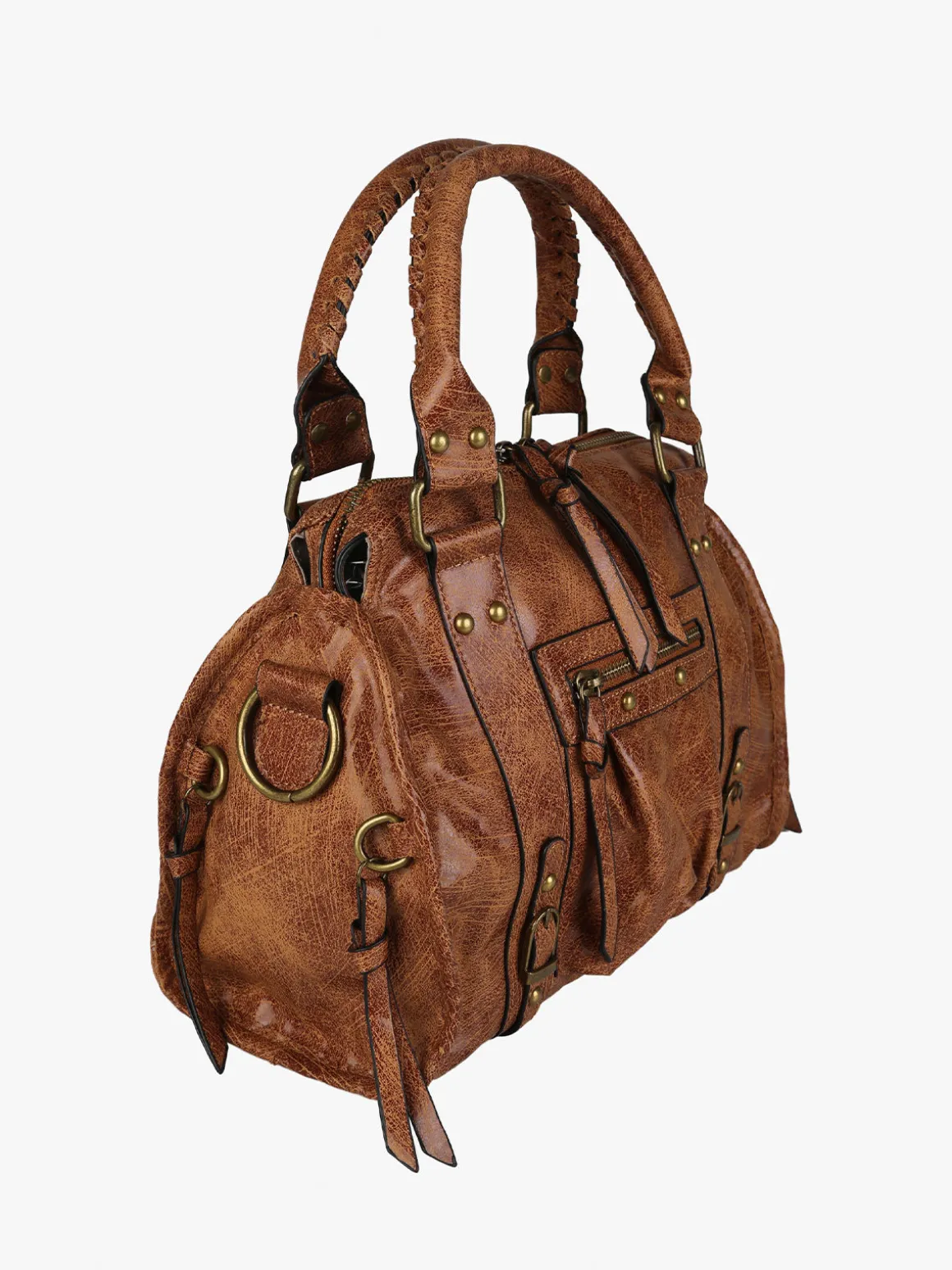 Solada Borsa donna frame con doppi manici - marrone
