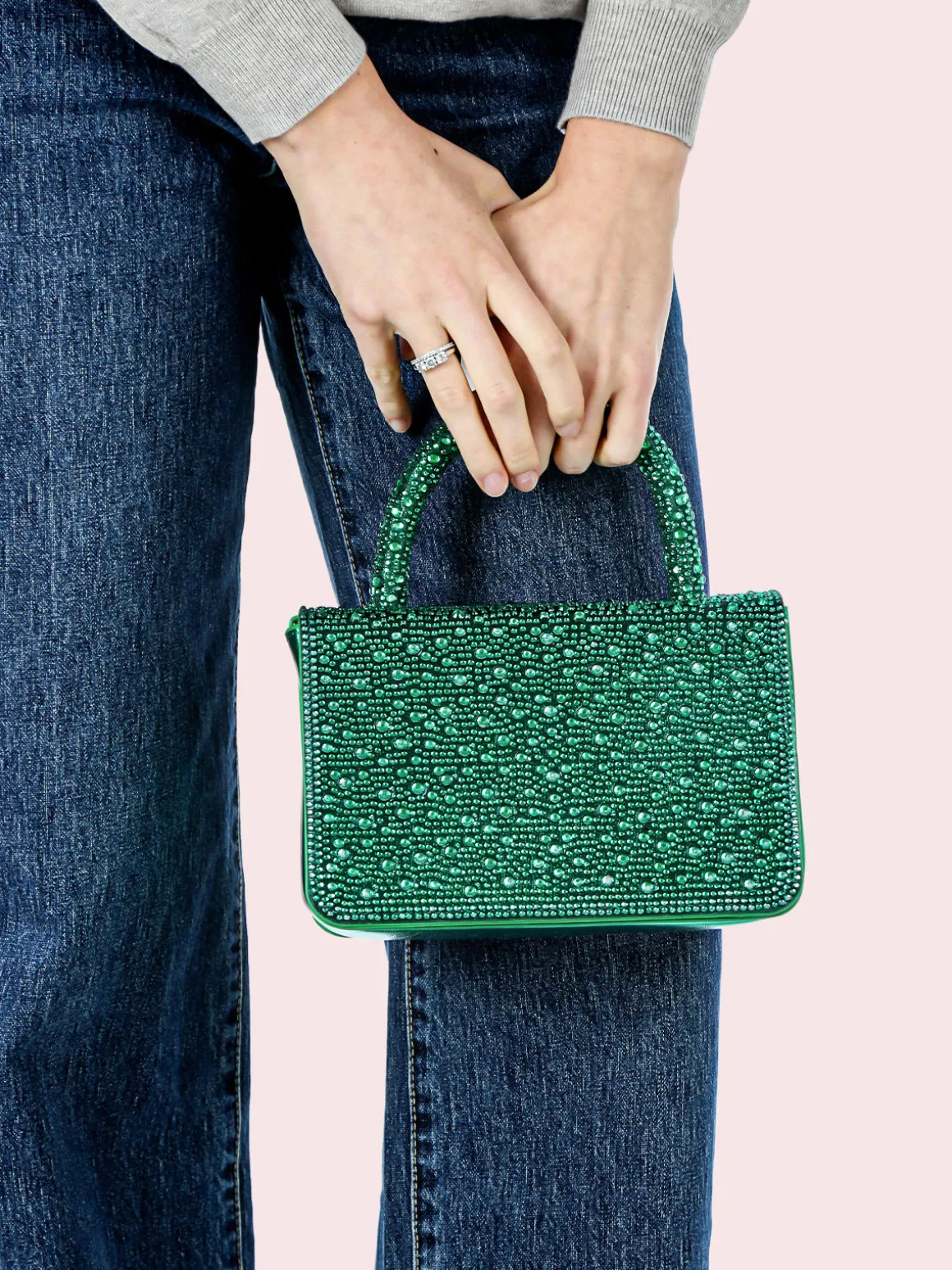 Solada Borsa donna gioiello con strass - verde