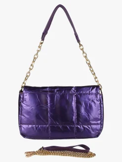 Solada Borsa donna puffer trapuntata con manico a catena - viola