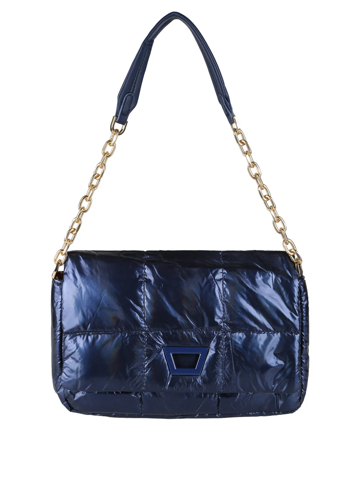Solada Borsa donna puffer trapuntata con manico a catena - blu scuro