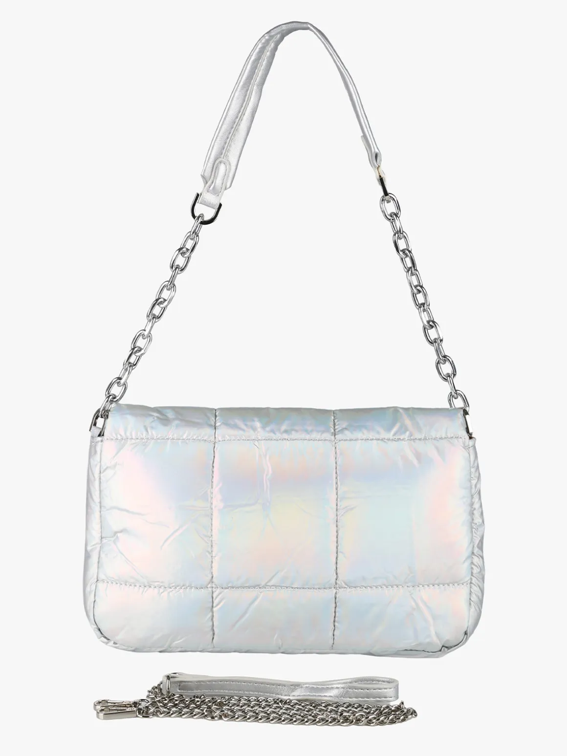 Solada Borsa donna puffer trapuntata con manico a catena - argento