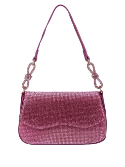 Solada Borsa donna rigida con strass - fucsia