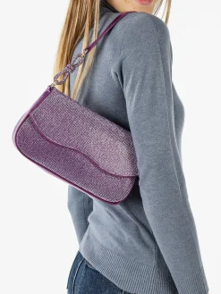 Solada Borsa donna rigida con strass - lilla