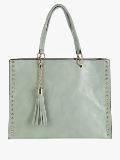 Solada Borsa donna shopper in similpelle con borchie