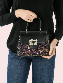 Solada Borsa gioiello con paillettes e strass - nero