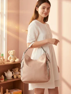 Solada Borsa hobo da donna in ecopelle - rosa