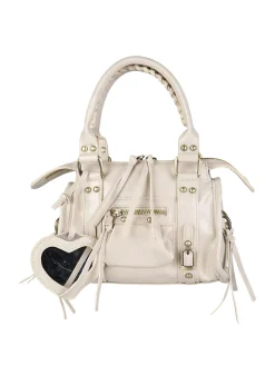 Solada Borsa mini da donna in ecopelle con doppi manici e specchietto - beige