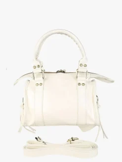 Solada Borsa mini da donna in ecopelle con doppi manici e specchietto - bianco