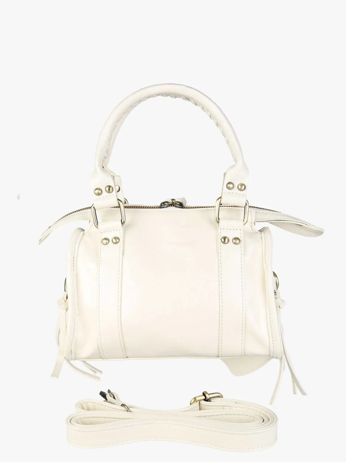 Solada Borsa mini da donna in ecopelle con doppi manici e specchietto - bianco