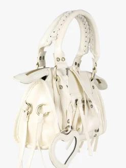 Solada Borsa mini da donna in ecopelle con doppi manici e specchietto - bianco