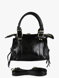 Solada Borsa mini da donna in ecopelle con doppi manici e specchietto - nero