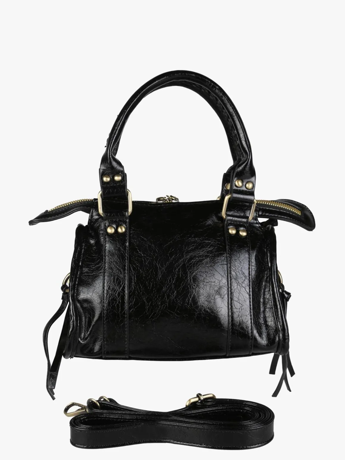 Solada Borsa mini da donna in ecopelle con doppi manici e specchietto - nero