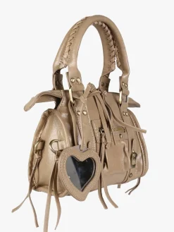 Solada Borsa mini da donna in ecopelle con doppi manici e specchietto - taupe