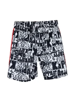 Solada Boxer da mare da bambino con stampe logo - blu scuro