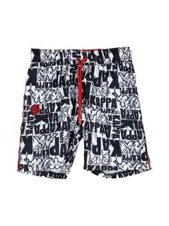 Solada Boxer da mare da bambino con stampe logo - blu scuro