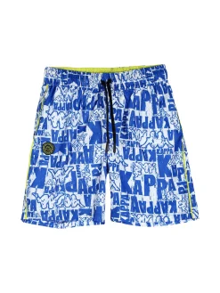 Solada Boxer da mare da bambino con stampe logo - blu