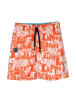 Solada Boxer da mare da bambino con stampe logo - arancione