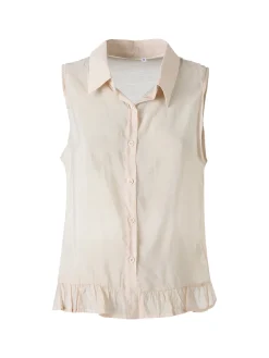 Solada Camicetta smanicata da donna con volant sul finale - beige