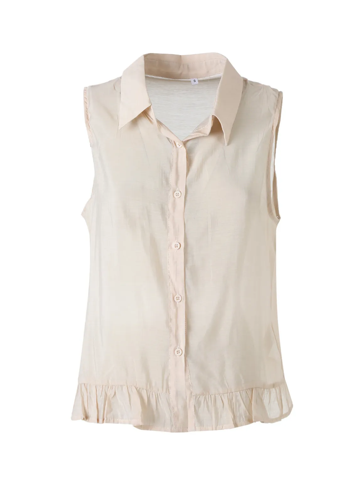 Solada Camicetta smanicata da donna con volant sul finale - beige