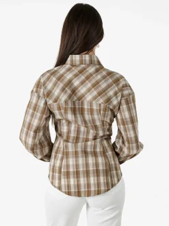Solada Camicia a quadri da donna a maniche lunghe - khaki