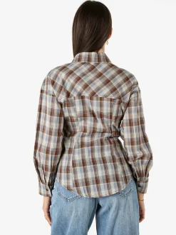 Solada Camicia a quadri da donna a maniche lunghe - marrone