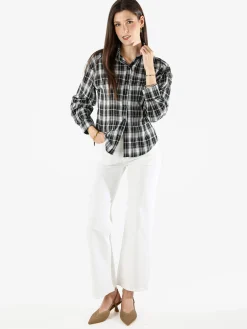Solada Camicia a quadri da donna a maniche lunghe - nero