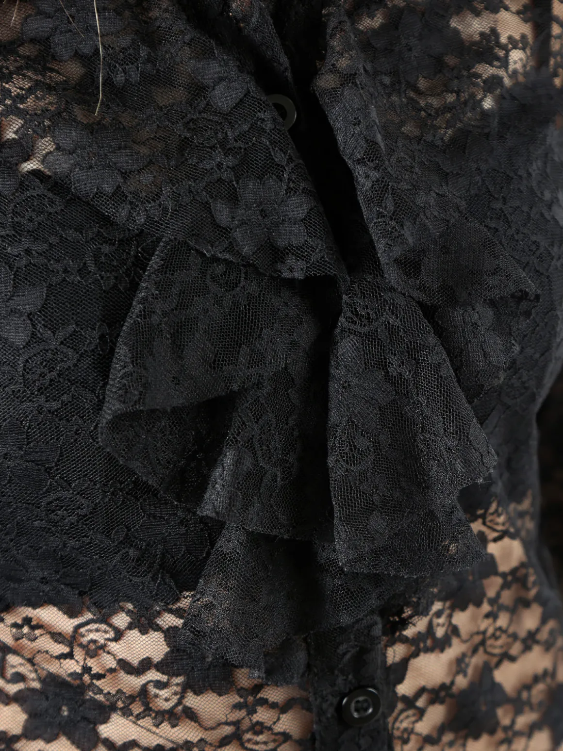Solada Camicia body da donna in pizzo a maniche lunghe con rouches - nero