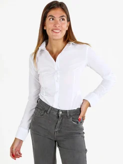 Solada Camicia body donna a maniche lunghe - bianco