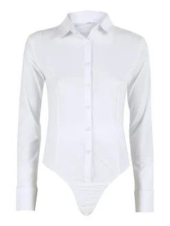 Solada Camicia body donna a maniche lunghe - bianco
