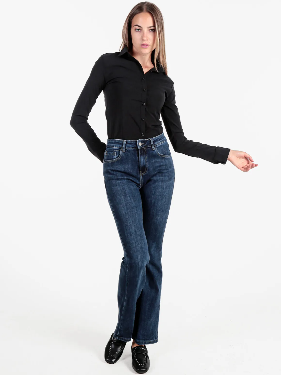 Solada Camicia body donna a maniche lunghe - nero