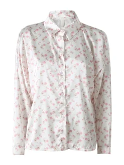 Solada Camicia da donna a maniche lunghe con stampa floreale - bianco