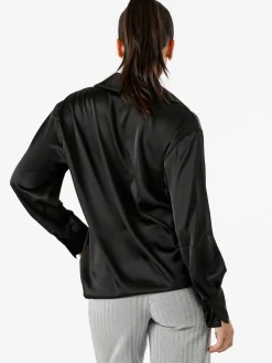 Solada Camicia da donna effetto raso a maniche lunghe - nero