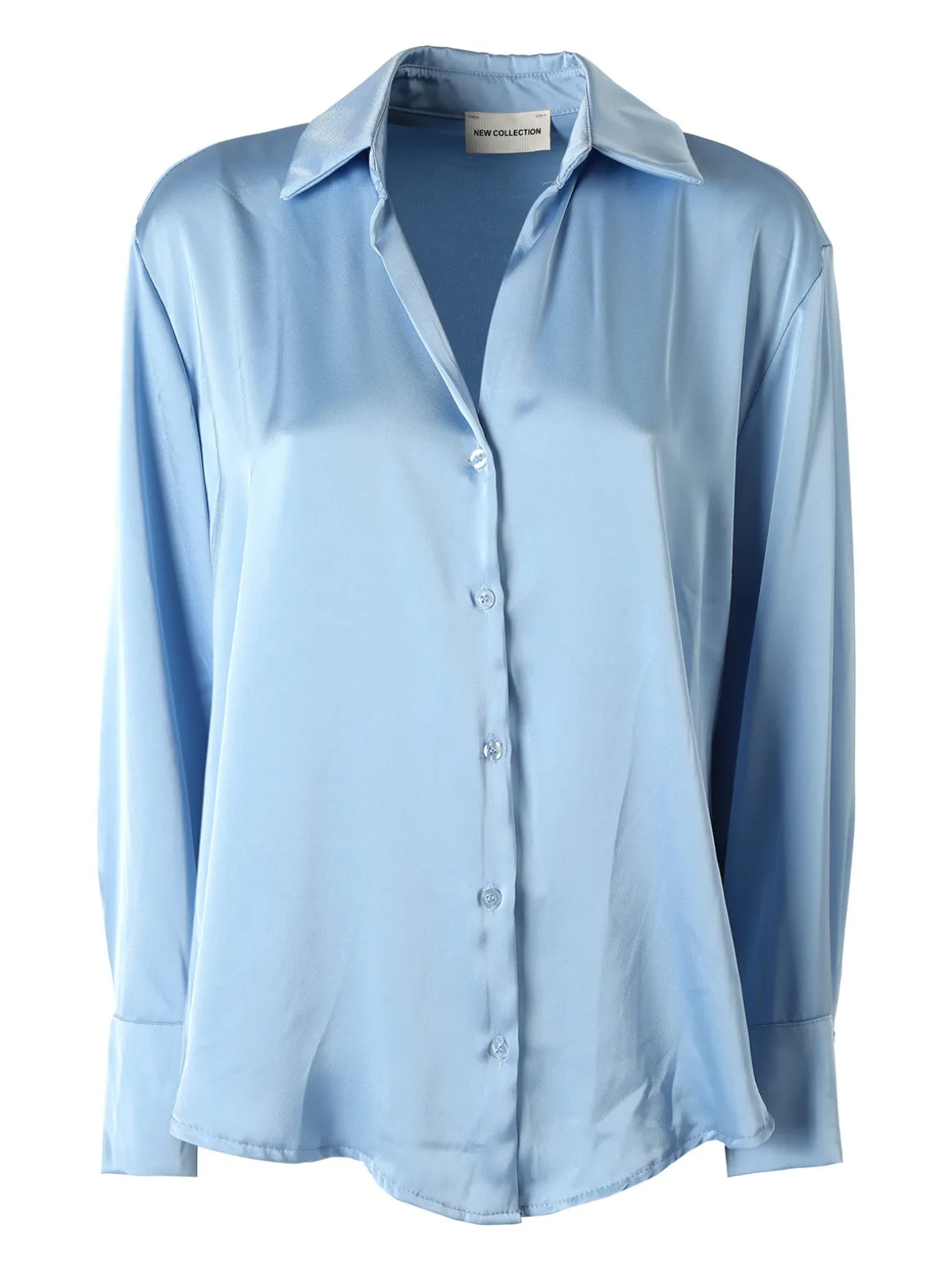 Solada Camicia da donna effetto raso a maniche lunghe - azzurro
