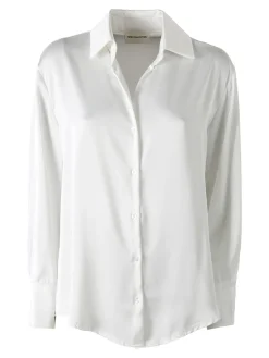 Solada Camicia da donna effetto raso a maniche lunghe - bianco