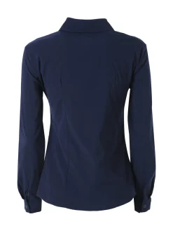 Solada Camicia da donna elasticizzata a maniche lunghe - blu scuro