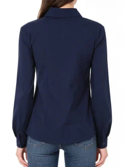 Solada Camicia da donna elasticizzata a maniche lunghe - blu scuro