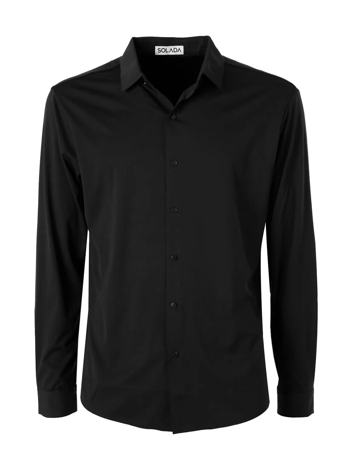 Solada Camicia da uomo a maniche lunghe in tessuto elasticizzato - nero