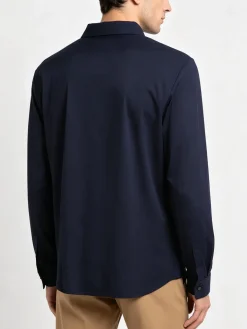 Solada Camicia da uomo a maniche lunghe in tessuto elasticizzato - blu scuro